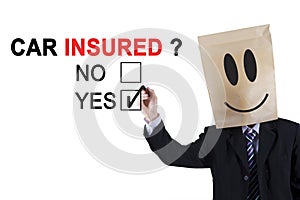 Anonymous businessman agreeing about car insured