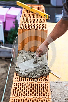 Construction workers at a construction site photo