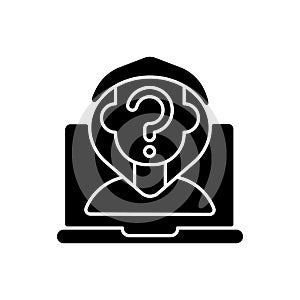 Anonymous cyberbullying black glyph icon