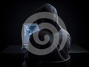 Anonymous hacker. Concept of dark web, cybercrime, cyberattack, etc. AI generated image