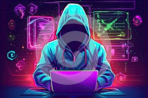 Anonymous hacker. Concept of hacking cybersecurity, cybercrime, cyberattack