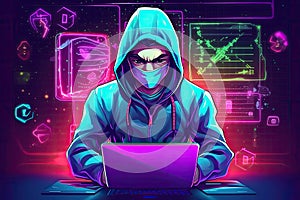 Anonymous hacker. Concept of hacking cybersecurity, cybercrime, cyberattack