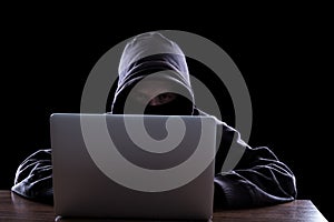 Anonymous hacker in the dark