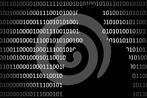 Anonymous hacker without face and binary code background