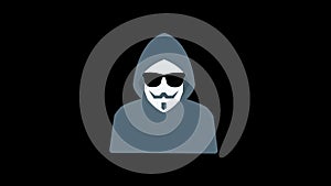 anonymous hacker icon with alpha channel, transparent background, ProRes 444