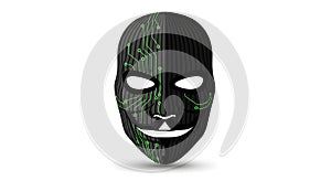 Anonymous Hacker Mask with Digital Circuit Board Pattern