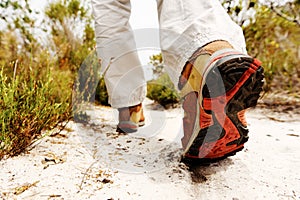 Anonymous hiking shoe walking