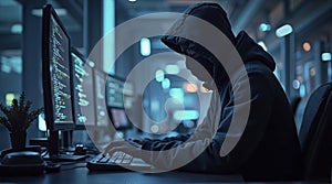 Hooded Hacker at Work