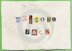 Anonymous letter welcome back