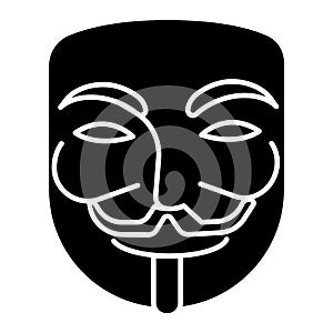 Anonymous - mask carnival - hacker icon, vector illustration, black sign on isolated background