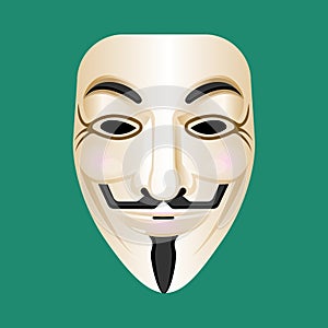 Anonymous mask isolated on green. Mysterious person masque