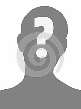 Anonymous person grey silhouette with a question mark on white background