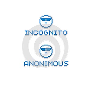 Anonymous personality wearing eyeglasses. Vector retro sign made