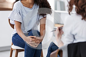 Anonymous photo of women during group psychotherapy for people with depression