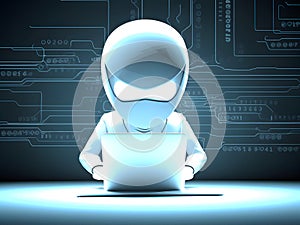 Anonymous robot hacker. Concept of hacking cybersecurity, cybercrime, cyberattack, etc