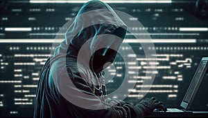 Anonymous robot hacker. Concept of hacking cybersecurity, cybercrime, cyberattack, etc