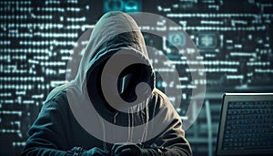 Anonymous robot hacker. Concept of hacking cybersecurity, cybercrime, cyberattack, etc