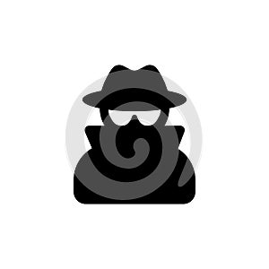 Anonymous spy agent vector icon. Spy or hacker symbol isolated. Vector illustration EPS 10