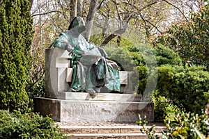 Anonymous statue, Vajdahunyad castle -  City Park, Budapest, Hungary, Europe
