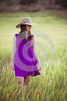 Anonymous woman on field