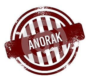 anorak - red round grunge button, stamp