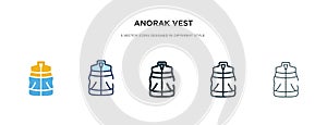 Anorak vest icon in different style vector illustration. two colored and black anorak vest vector icons designed in filled,