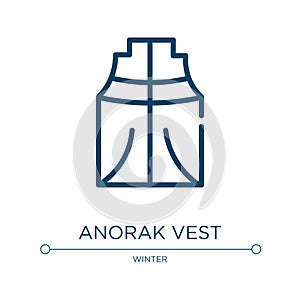 Anorak vest icon. Linear vector illustration from winter collection. Outline anorak vest icon vector. Thin line symbol for use on