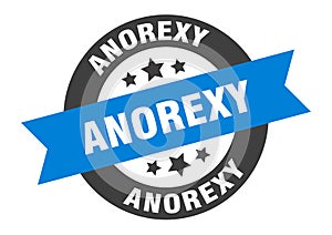 anorexy sign. round ribbon sticker. isolated tag