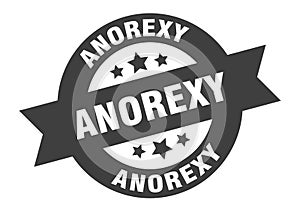 anorexy sign. round ribbon sticker. isolated tag