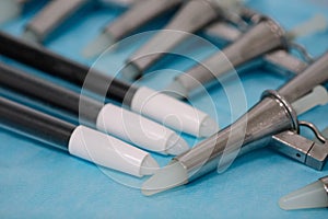 Anoscopes, proctoscopes and rectoscopes on the table