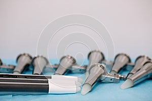 Anoscopes, proctoscopes and rectoscopes on the table