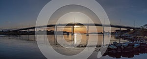 Another bridge in sunset in stavanger, hafrsfjord in a panorama