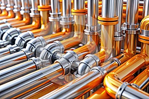 Another direction. Orange and silver pipes on background