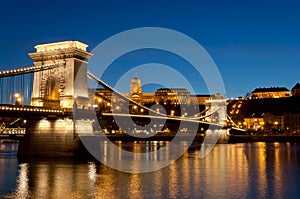 Another perspective of Buda Castle and Chain Bridge, Budapest, Hungary