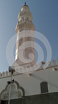 Another side of Quba Mosque tower at Madina, Kingdom of Saudi Arabia