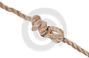 another side of stevedore knot tied on jute rope