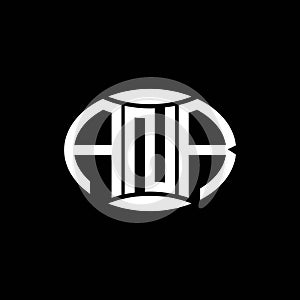 ANR abstract monogram circle logo design on black background. ANR Unique creative initials letter logo