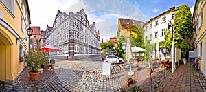 Ansbach. Old town of Ansbach beer garden and street panoramic view photo