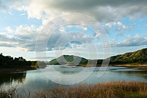 anscape view of reservior in the mountains