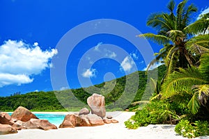 Anse Cocos beach in La Digue Island, Seychelles.