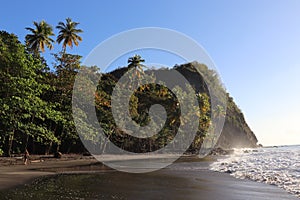 Anse Couleuvre Black Sand Beach Martinique Islands Caribbean Sea