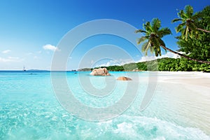 Anse Lazio beach at Praslin island photo