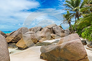 Anse Patates - tropical beach on island La Digue, Seychelles