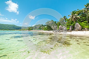 Anse Royale beach seen from the water