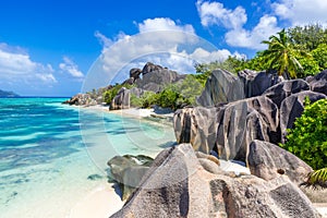 Anse Source d'Argent - Beach on island La Digue in Seychelles