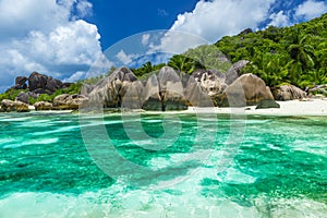 Anse Source d'Argent - Beach on island La Digue in Seychelles