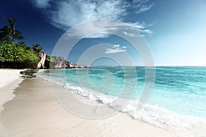 Anse Source d`Argent beach, La Digue island