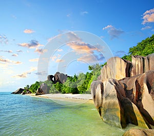 Anse Source d`Argent beach. La Digue Island, Seychelles.