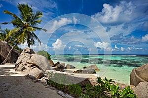 Anse Source d`argent Beach at La Digue Island, Seyshelles