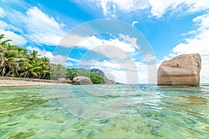 Anse Source d\'Argent beach seen from the water